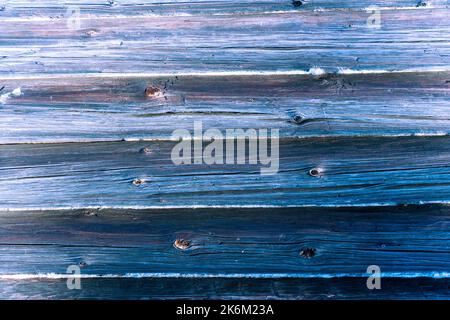 textured abstract dark blue background of a log wooden wall Stock Photo