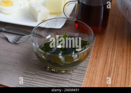 tasty fig jam on the breaksast table Stock Photo