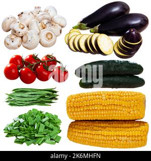 Many different types of vegetables over white background Stock Photo