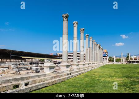 Agora of Smyrna in Izmir city, Turkey. Also known as the Agora of İzmir, an ancient Roman archaeological site in the center of downtown Izmir, Turkey Stock Photo
