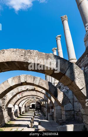 Agora of Smyrna in Izmir city, Turkey. Also known as the Agora of İzmir, an ancient Roman archaeological site in the center of downtown Izmir, Turkey Stock Photo