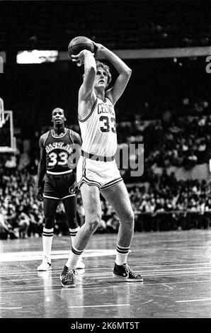 Larry Bird competing for the NBA Boston Celtics during 1981-82 season Stock Photo