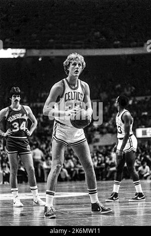 Larry Bird competing for the NBA Boston Celtics during 1981-82 season Stock Photo