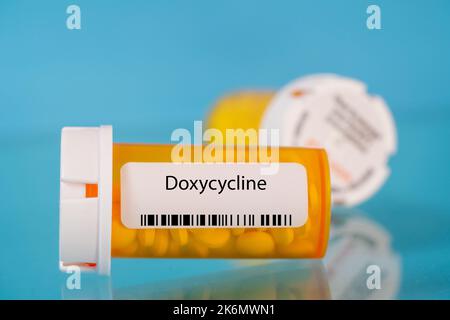 Doxycycline pill bottle, conceptual image Stock Photo