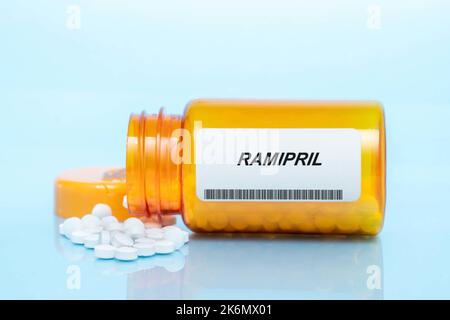 Ramipril pill bottle, conceptual image Stock Photo
