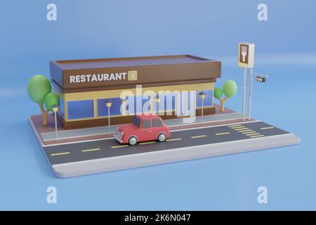 3d restaurant rendering / fast food stand Stock Photo - Alamy
