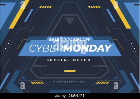 flat futuristic cyber monday background vector design illustration Stock Vector