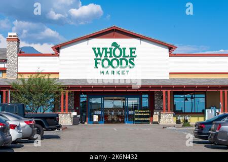 Upland, California, USA – Oct 10, 2022:  Whole Foods Market, a subsidiary of Amazon, is an American multinational grocery and health food store chain Stock Photo