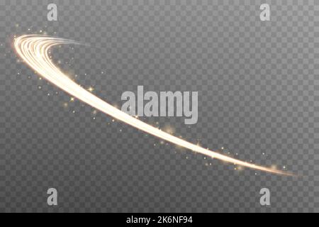 Luminous white lines of speed. Light glowing effect. Abstract motion lines. Light trail wave, fire path trace line, car lights, optic fiber and Stock Vector