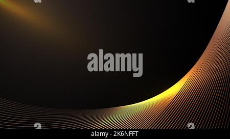 Abstract golden curved lines pattern with lighting effect on black background luxury style. Vector illustration Stock Vector