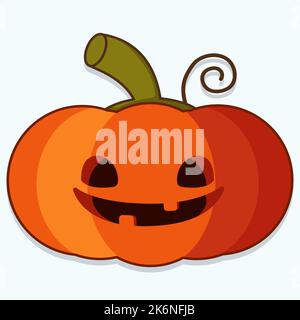 Smiling pumpkin. Cartoon flat vector illustration. Stock Vector
