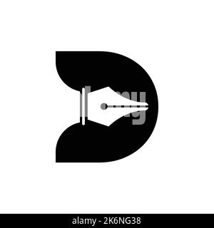 Initial Letter D Pen Nib Icon For Education Logo and Law Symbol Vector Template Based Alphabet Stock Vector