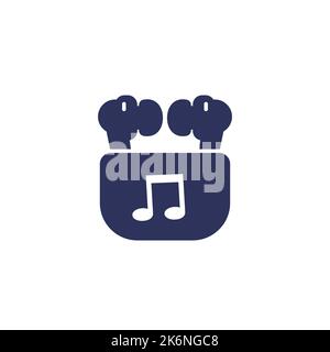 headphones, earbuds in case icon Stock Vector