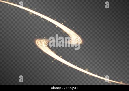 Luminous white lines of speed. Light glowing effect. Abstract motion lines. Light trail wave, fire path trace line, car lights, optic fiber and Stock Vector