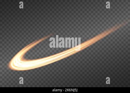 Luminous white lines of speed. Light glowing effect. Abstract motion lines. Light trail wave, fire path trace line, car lights, optic fiber and Stock Vector