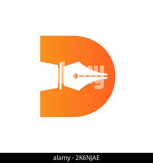 Initial Letter D Pen Nib Icon For Education Logo and Law Symbol Vector Template Based Alphabet Stock Vector