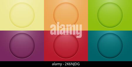 Set of 3D colorful circles hole background paper cut style. You can use for printing, cover design, price tag, poster, banner web, template presentati Stock Vector