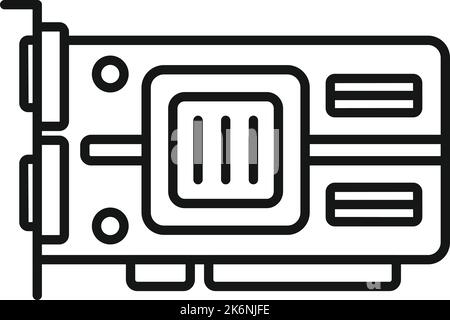Cpu video card icon outline vector. Computer gpu. Display pci Stock Vector