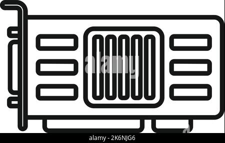 Chip gpu card icon outline vector. Graphic pc. Cpu fan Stock Vector