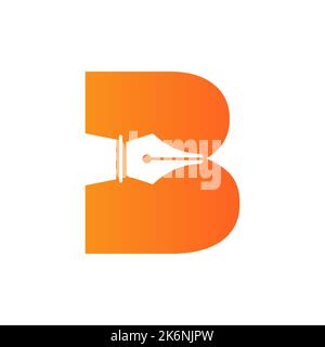 Initial Letter B Pen Nib Icon For Education Logo and Law Symbol Vector Template Based Alphabet Stock Vector
