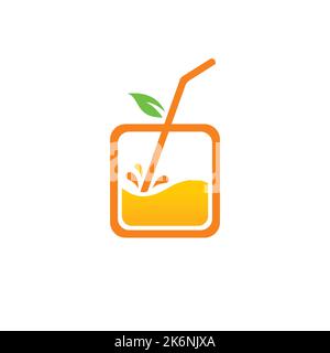 Ice Juice Logo fresh Design, drink icon Stock Vector