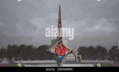 Damascene Sword Monument | نصب السيف الدمشقي, دمشق, سوريا Stock Photo