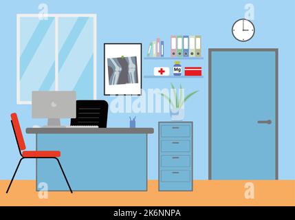 Medical office with chair and computer in a vector Stock Vector