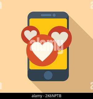 Phone subscribe like icon flat vector. Email message. Notice button Stock Vector