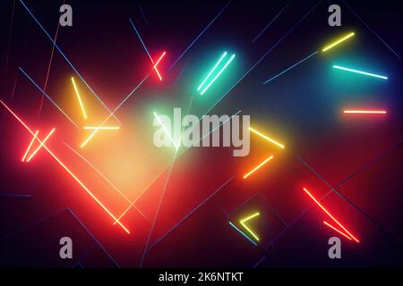 Colorful abstract background with neon multiple colors lines. 3D style illustration. Stock Photo