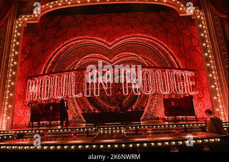 Cologne, Germany. 14th Oct, 2022. The set of 'Moulin Rouge! The Musical,' which premieres at the Musical Dome in November. Credit: Horst Galuschka/dpa/Alamy Live News Stock Photo