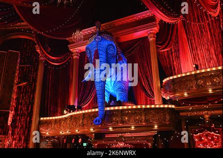 Cologne, Germany. 14th Oct, 2022. The set of 'Moulin Rouge! The Musical,' which premieres in November at the Musical Dome. Credit: Horst Galuschka/dpa/Alamy Live News Stock Photo