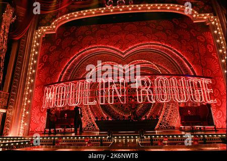 Cologne, Germany. 14th Oct, 2022. The set of 'Moulin Rouge! The Musical,' which premieres at the Musical Dome in November. Credit: Horst Galuschka/dpa/Alamy Live News Stock Photo