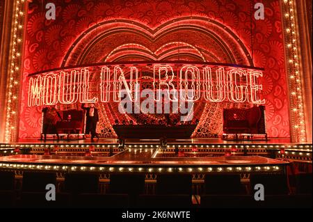 Cologne, Germany. 14th Oct, 2022. The set of 'Moulin Rouge! The Musical,' which premieres at the Musical Dome in November. Credit: Horst Galuschka/dpa/Alamy Live News Stock Photo