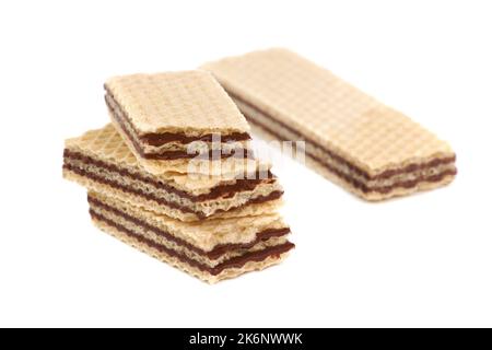Wafers with chocolate chocolate filling isolated on white Stock Photo