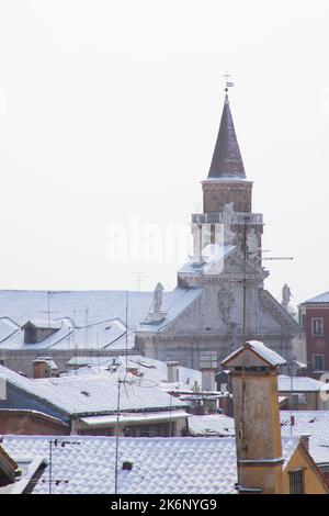 Venice with snow in winter Stock Photo