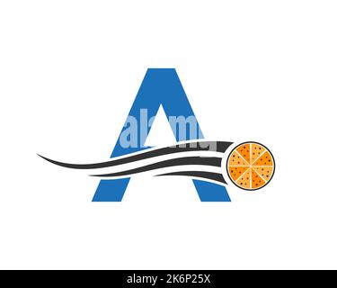 Initial Letter A Cafe Restaurant Logo With Pizza Concept Vector Template Stock Vector