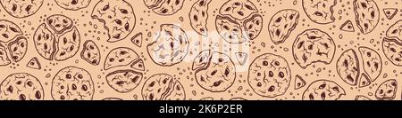 Seamless pattern with sweet cookies. Hand drawn bakery background. Vector illustration. Stock Vector
