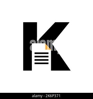 Letter K Paper Document Logo Vector Template Simple Concept Stock Vector