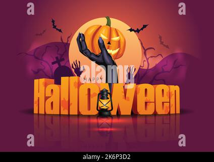 happy Halloween party poster. vector illustration design Stock Vector