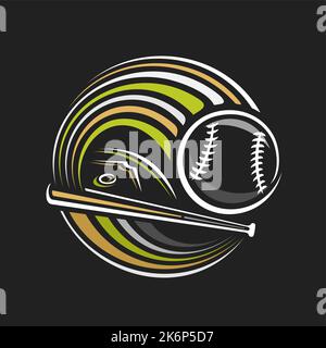 Vector logo for Baseball Sport, isolated modern emblem with illustration of flying baseball ball over playground, decorative line art sports badge for Stock Vector