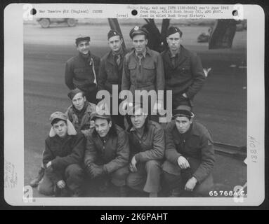 Lt. Cooper And Crew Of The 615Th Bomb Squadron, 401St Bomb Group, At An 8Th Air Force Base In England, 23 October 1944. Stock Photo