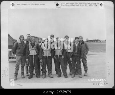 Crew 9 Of The 612Th Bomb Squadron, 401St Bomb Group, Pose Beside A ...