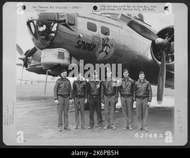 Lt. A. Ernst And Crew Of The 322Nd Bomb Sq., 91St Bomb Group, 8Th Air Force, In Front Of A Boeing B-17 'Flying Fortress' 'Stinky'. England. Stock Photo