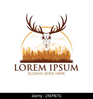 Forest adventure with deer skull icon in vector Stock Vector