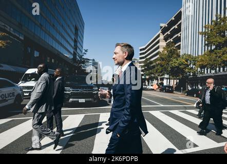 Washington, Vereinigte Staaten. 14th Oct, 2022. Federal Finance Minister Christian Lindner (FDP) as part of the IMF autumn conference. Washington, 10/14/2022. Credit: dpa/Alamy Live News Stock Photo
