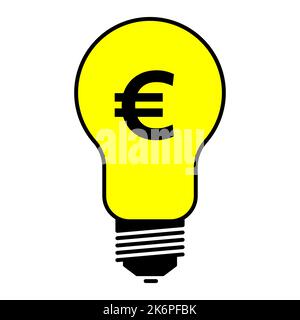 light bulb icon with euro symbol. Energy cost concept Stock Vector