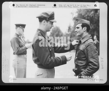 Colonel Harry P. Leber Presents An Award To A Member Of The 381St Bomb ...