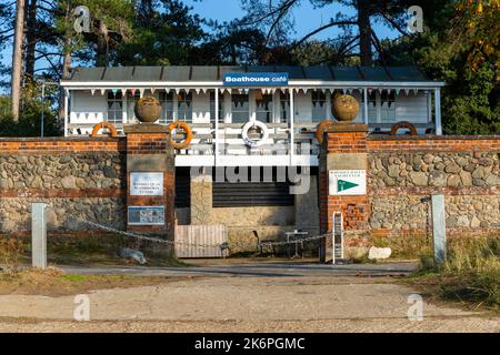 Boathouse cafe building, Bawdsey Quay, Suffolk, England, UK Stock Photo