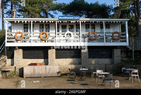 Boathouse cafe building, Bawdsey Quay, Suffolk, England, UK Stock Photo