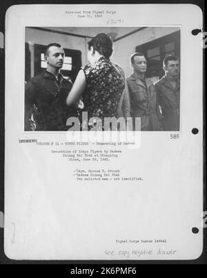 Decoration Of Tokyo Flyers By Madame Chiang Kai Shek At Chungking ...